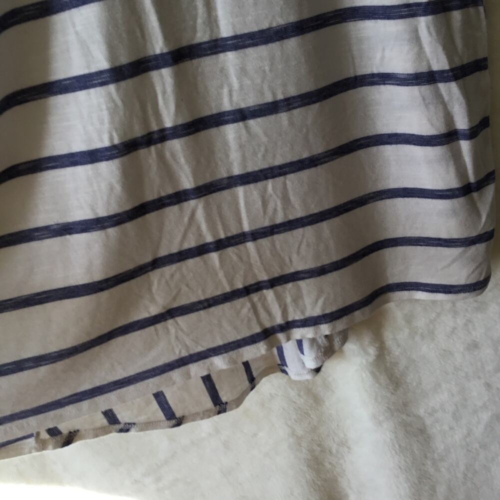 Chico's White and Blue Striped Crisscross Back Hi/Lo Tunic - Picture 5 of 16